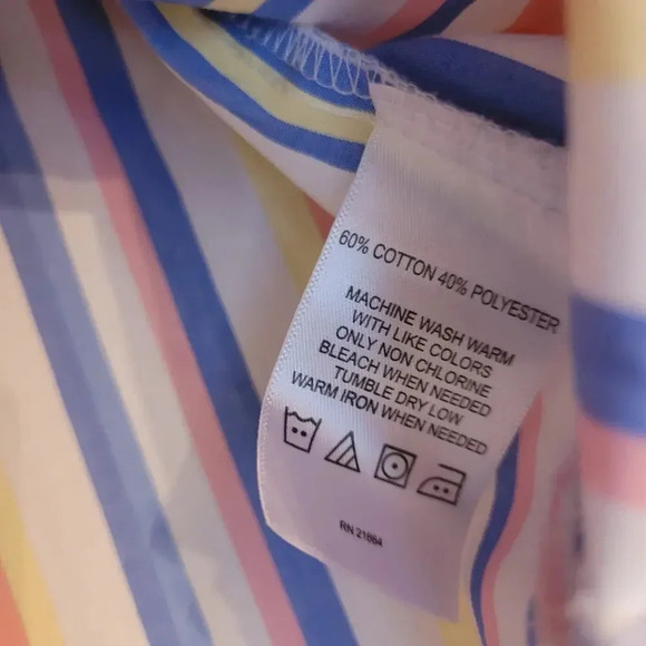 Foxcroft Women's Button-Up Top Size 8 Multicolor Shaped Wrinkle Free Long Sleeve - Picture 4 of 9